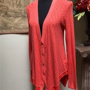 Women's Coral Button-Up Sweater